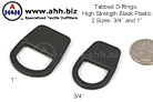 Tabbed D-Rings, High Strength Black Plastic 2 sizes