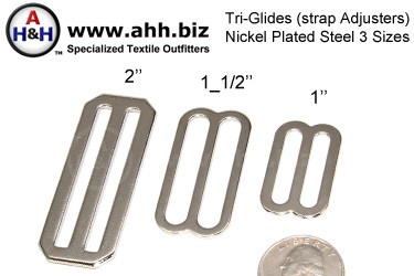 Tri-Glide (strap Adjusters), Nickel Plated Steel in 3 sizes