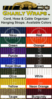 Gnarly Wraps™ Cord, Hose and Cable Organizer Hanging Straps is available in these colors