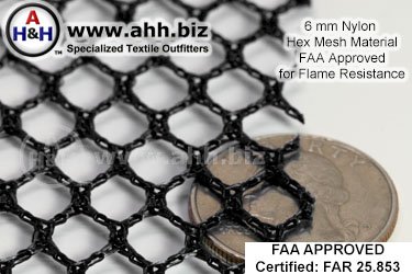 6mm Nylon Hex-Mesh Fabric FAA approved FAR 25.853