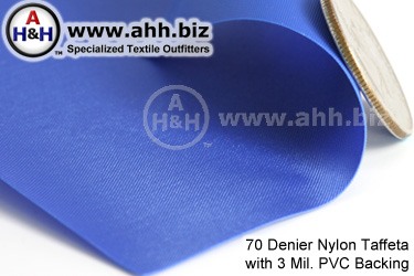 70 Denier Nylon Taffeta Fabric with 3 Mil. PVC Vinyl Backing
