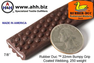 7/8″ Rubber Duc™ brand Rubber Coated Webbing Bumpy Grip 22mm, 250 weight