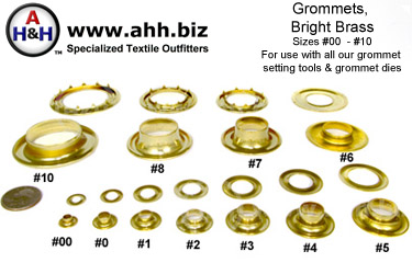 Grommet, Natural Brass, Solid Brass-LL (100 sets per bag), Multiple Sizes 