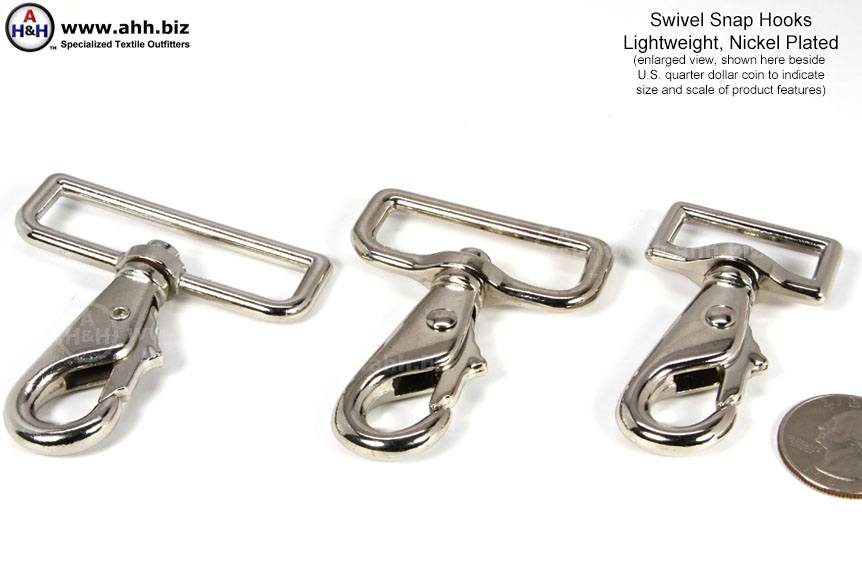 Snap Hooks - 1 Inch Size - Nickel Plated Steel - Ball Chain