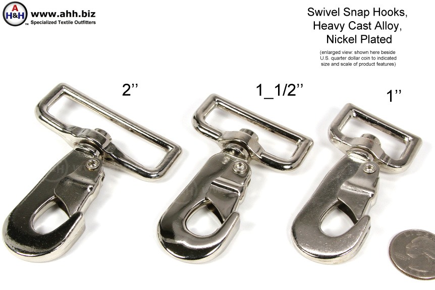Swivel Snap Hook 1 1/2 (38mm) in Nickel (2 Pack)