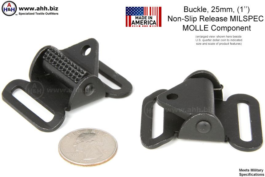 1 inch Non-Slip Quick Release Buckle Mil-Spec ITW Nexus Albest  00724-09-50087, coyote brown whiskey two four Spring Loaded Cam Buckle