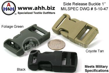 Side Release Buckle with Adjuster - Black Plastic 1 (25mm) - 1 per Pack