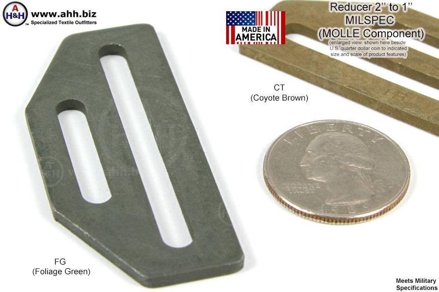 2 inch to 1 inch Webbing Reducer Ring, Steel, Mil-Spec MOLLE Component