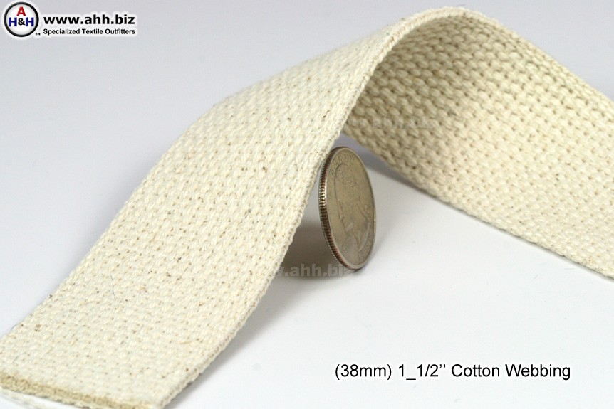 Navy Cotton 1 1/2 inch (38mm) width Webbing- by the yard - Modern
